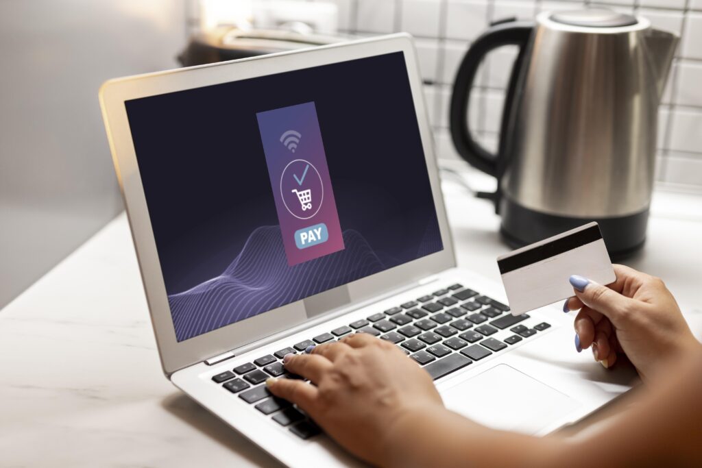 laptop screen suggesting online payment