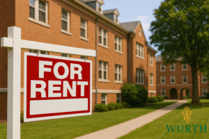 for rent sign in front of multi unit rentals with the logo of Wurth Property Management